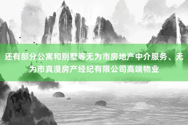还有部分公寓和别墅等无为市房地产中介服务、无为市真漫房产经纪有限公司高端物业