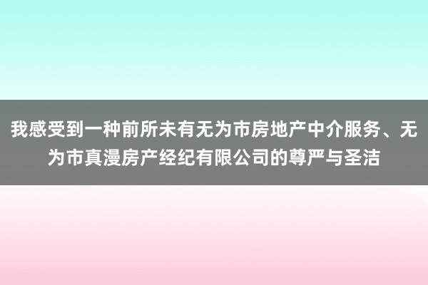 我感受到一种前所未有无为市房地产中介服务、无为市真漫房产经纪有限公司的尊严与圣洁